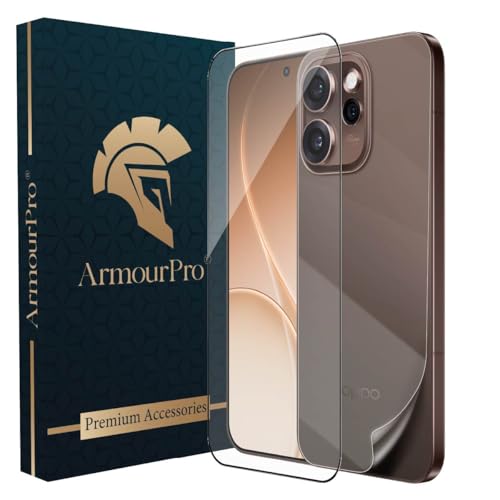 Image of ArmourPro Tempered Glass for Oppo Reno 15 Pro with Back Clear Membrane Guard, Edge to Edge Screen Protector, Anti-Bubble, Anti-Fingerprint, Oil Resistant, Installation Kit | Black