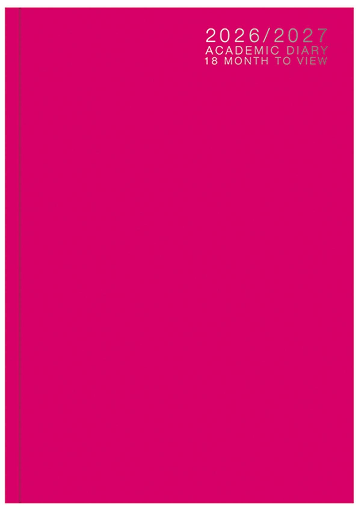 2026 2027 18 Month Academic Diary Week to View - Pink A5 Hardback Desk Diary - Student Planner Academic Teacher Organiser - Weekly Planner Back to School & University