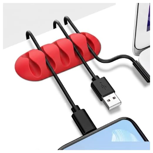 1 Pack TPR red Cord Organizer - Adhesive Cable Clips Holder for Desk, Wall, Car - Wire Management Clips for iPhone Charger, USB, Computer Cables -Cord Keepers with Strong Sticky Backing