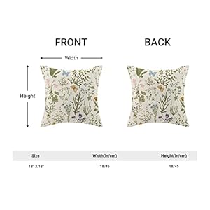 AEIOAE Spring Pillow Covers 18x18 Inch Set of 2,Sage Green Wild Flower Plant Throw Pillows Case,Seasonal Floral Outdoor Decorative Square Linen Farmhouse Decor Cushion Covers for Home Sofa Bed Couch AEIOAE Spring Pillow Covers 18×18 Inch Set of 2Sage Green Wild Flower Plant Throw Pillows CaseSeasonal Floral Outdoor Decorative Square Linen Farmhouse Decor Cushion Covers for Home Sofa Bed Couch