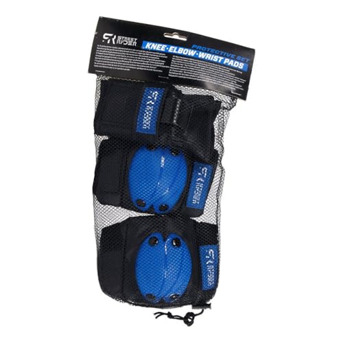 Kit protection roller Street Runner S ajustable 6 pièces noir bleu antichoc