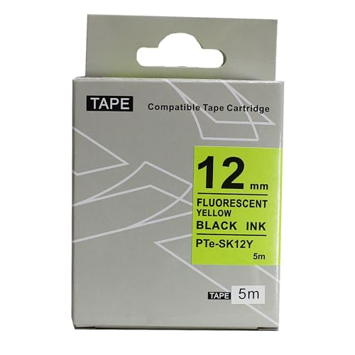 Fita Refil Compatível LK-4YBF Amarelo Fluorescente Neon 12mm para Rotulador Epson LW-300 LW-400 LW-6