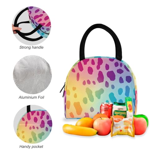 Backpack Lunch Box Set Large Capacity Travel Backpacks and Insulated Lunch Bag for Commute Hiking Picnic Bright Leopard Pattern Print4