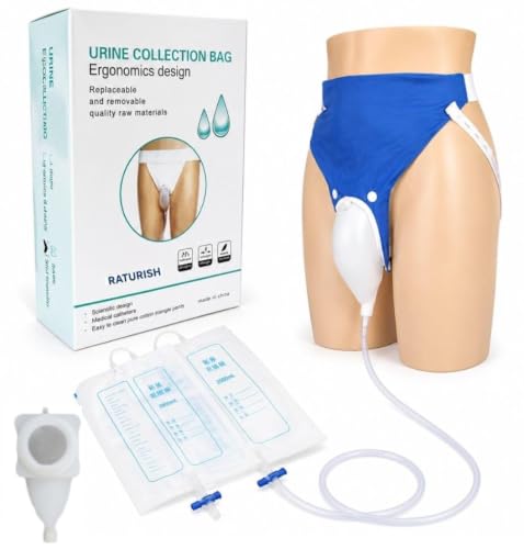 Image of Wearable Urine Collector for Men | Adjustable Reusable Soft Silicone Urine Bag | Portable & Breathable Male Urinal Drainage System | Odour-Free Design | 1000 ml & 2000 ml Bags | White /Grey /Blue | for Men