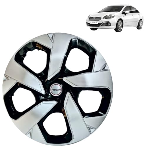 Image of PRIGAN Linea (Active, Dynamic Only) Black Silver Wheel Cover 15 inch for Linea (Set of 4 Pcs) (Press Fitting) Model- Punch Reverse 15
