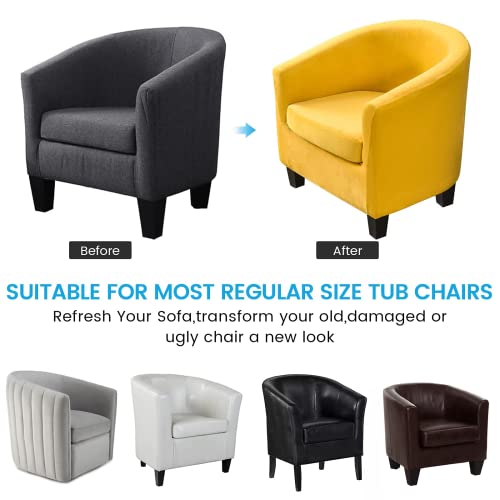 Mingfuxin 2 Pieces Tub Chair Covers,Upgraded 2 IN 1 Design Stretch Velvet Armchair Sofa Slipcover with Cushion Cover - Image 4
