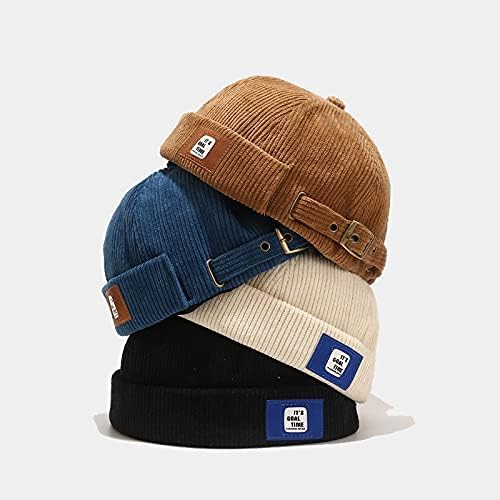 Men Hats Docker Cap Hats Beanie Sailor Cap Worker Hat Rolled Cuff Retro Brimless Hat with Adjustable - Image 7