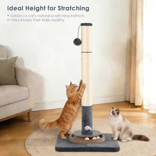 Rascador para gatos torre de 31.5 pulgadas con base plush gris miniatura 5