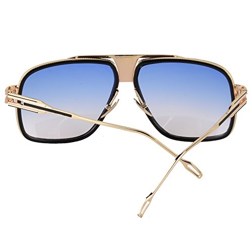 Image of Aviator Sunglasses for Men Retro Fashion Gold Oversized 70s shades