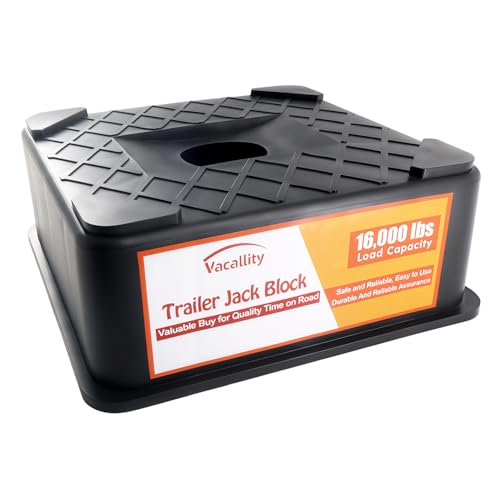 RV Trailer Jack Block Trailer RV Stabilizer Blocks 1 Pack Up to 16000 Lbs Heavy Duty Sturdy Utility Jack Stand for 5th Wheels Scissor Stabilizer Round Square Tongue Jack Foot