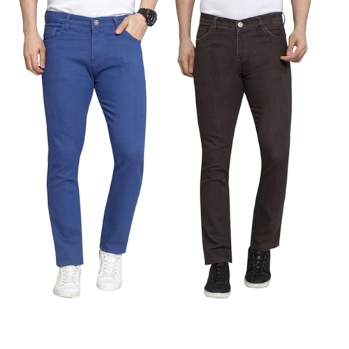 Image of DAIS Men's Stretchable Slim Fit Mid Rise Jeans, Pack of 2, (Combo of 2 Jeans)