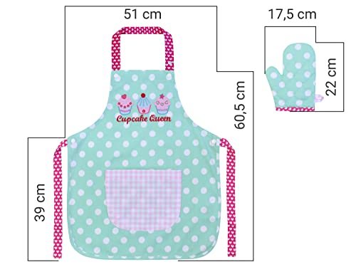 Emily´s Check Kinderschürze + Topfhandschuh, 7-12 Jahre, Cupcake Queen – Ansicht 4
