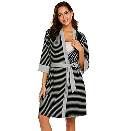 HCFKJ Ropa Premamá Invierno Talla Grande para Mujer Embarazadas Cuidado De Maternidad Bata Delivery Robe Hospital Vestido De Lactancia Materna (m, Negro A)