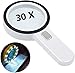 Produktbild 30X Leselupe Handlupe mit Licht 13 Led Beleuchtet zum Lesen, 125mm groß Lese Lupe Lesehilfe für Kleingedruckten, Prüfen, Schmuck, Münzen, Briefmarken, Karten, Handwerk, Hobbie