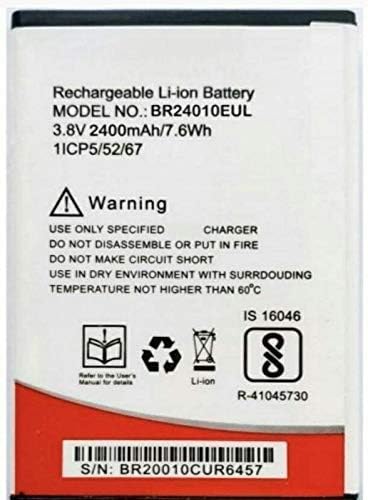 Sharbros Battery Model BR24010EUL 2400 mAh Compatible with Intex Aqua Elyt Dual