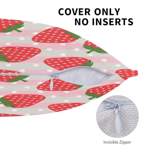 Housse de coussin imprimé fraises EdWal lot de 2 avec fermeture éclair cachée - 6