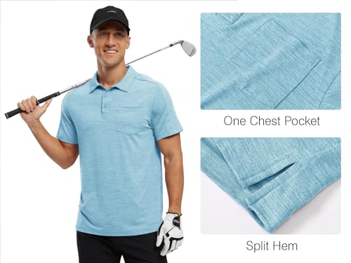 Image of Rdruko Men's Polo Shirts Short Sleeve Quick Dry Outdoor Golf Sports Shirts with Pocket