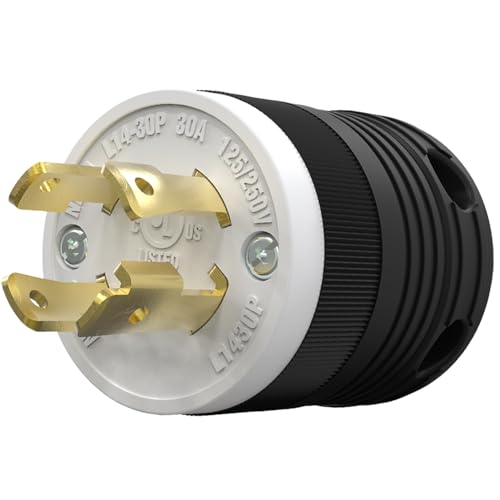 Image of 1 Pack NEMA L14-30P Locking Plug, 30 Amp Generator Replacement Plug 125 /250V 3 Pole 4 Wire Grounding,Twist Lock Adapter Male Plug , Industrial Grade Heavy Duty, UL Listed (E355464)
