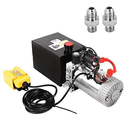 Image of Hydraulic Power Unit, Single Acting Dump Trailer Pump 4 Quart Hydraulic Pump Metal Reservoir 3200 PSI 12V DC Hydraulic Power Pump for Dump Trailer Car Lifting Platforms