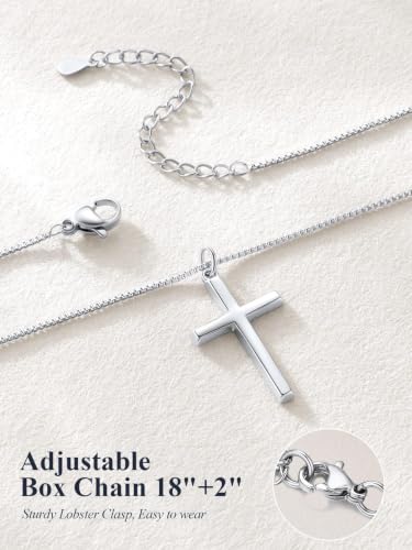 Image of U7 Cross Necklace for Women,Silver /14K Gold Plated Cross Necklace with 18-20 inch Box Chain,Tiny /Medium /Large Cross Pendant Necklace Religious Necklaces Christian Jewelry Gift for Her