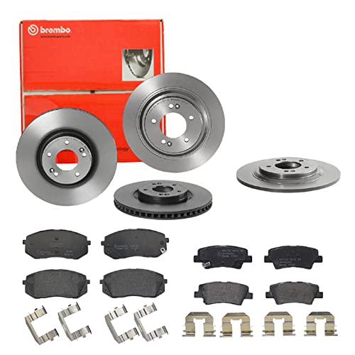 Brembo Bremsscheiben Coated + Beläge Vorne + Hinten passend für Kia Optima