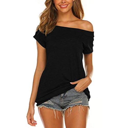 Lalala Tshirt Damen Sommer Schulterfreies Oberteil Lässige Langarm/Kurzarm Bluse Shirts