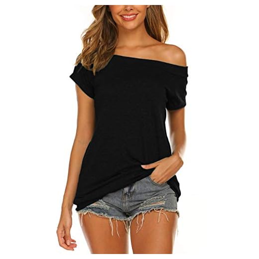 Lalala Bluse Damen Sexy Oberteile Off Shoulder Shirt Lose Bluse Tops (1-Schwarz S)
