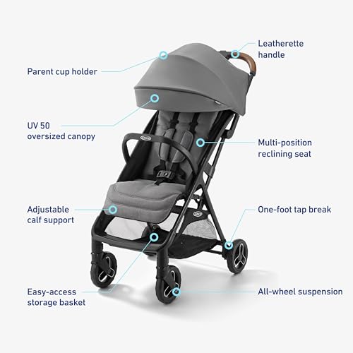 Image of Graco Ready2Jet Compact Stroller - Compact Travel Stroller with Automatic Fold Lilac Mod