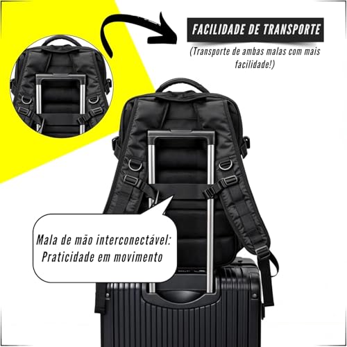 Mochila Viagem Avião Expansivel 45L Aeroporto Expansiva 45 x 33 x 24cm Ergonômica à Prova D'água Re