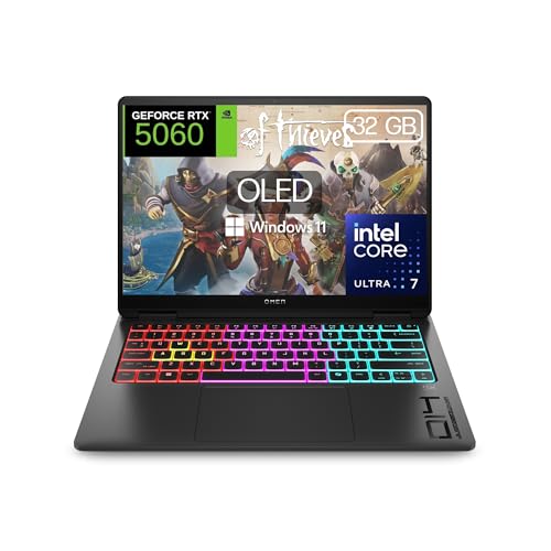 HP OMEN Transcend 14-fb1006ns - Ordenador Portátil Gaming de 14 OLED 3K 120Hz (Intel Ultra 7-255H, 32GB RAM, 1 TB, NVIDIA GeForce RTX 5060, Windows 11 Home) Negro - Teclado QWERTY Español