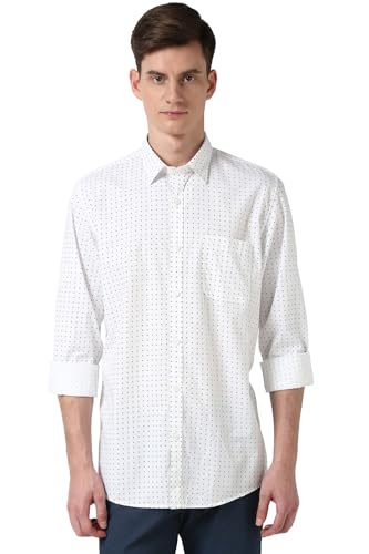 Image of Peter England Men's Everyday Ditsy Print Slim Fit Full Sleeve Casual Shirt | 100% Cotton