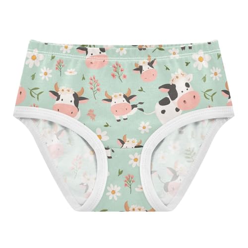 Wusikd Cute Cow White Girls' Underwear Cotton Flowers Leaves Girls Briefs Soft Toddler Underwear 2T - Main Image