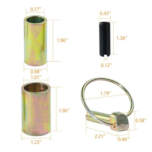 Image of [Upgraded] TK95029 Cat 1 Quick Hitch Adapter Bushings | Including S07070200 Top Link Pin and Heavy Duty Lynch Pin with Ring, Replaces S14114400 for Category I 3-Point Hitch Tractors