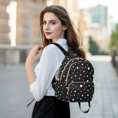 Image of ALAZA White Polka Dot Pattern Medium Backpack Purse for Women Travel Bag Fashion Daypack Back Pack Shoulder Bag