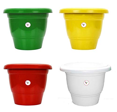 VINSHRA Plastic Planter, White, Yellow, Red and Green 10 inch, 12 Pieces (B08R67QXGQ) Amazon Price History, Amazon Price Tracker