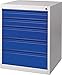 Produktbild Schubladenschrank BK 600, H800xB600xT600mm, grau/blau 5 Schubladen