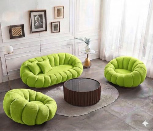 Image of CRAFTCITY 5 Seater Pumpkin Sofa Set /Premium Modern Tufted Living Room Furniture Collection