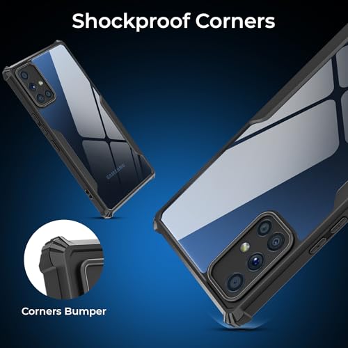 Image of A rtistque Clear Hard Transparent Acrylic Armor Anti-Drop Shockproof TPU Edge Back Cover Case for Samsung Galaxy M51 - Black