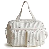 Elegante diseño acolchado: con un encantador patrón de tulipanes y una textura acolchada, esta bolsa para pañales combina moda con funcionalidad, lo que la convierte en un accesorio lindo y moderno para las mamás modernas.