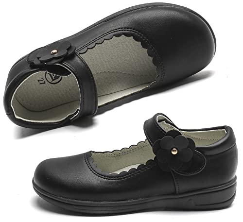 WUIWUIYU Girls Black School Uniform Dress Shoes Ankle Strap Synthetic Leather Mary Janes Flats3