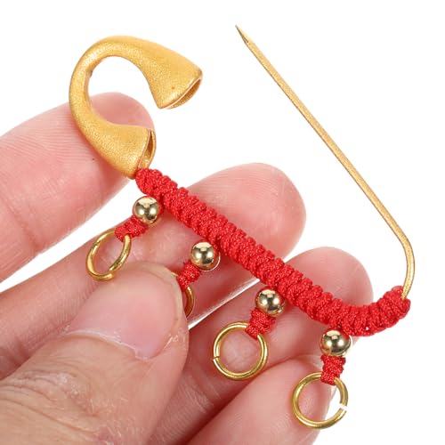 Image of KESYOO Chinese Vintage Brooch Pin Brass Safety Pins Amulet for Baby Red String Diaper Brooch Feng Shui Protection Jewelry Newborn Pregnant Mother