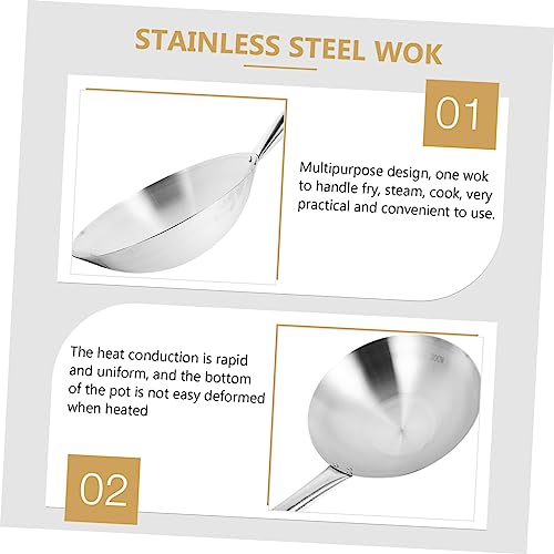 Wok de Acero Inoxidable con Fondo Redondo y Mango Ergonómico miniatura 4