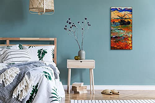 Horloge sur toile salon et chambre motif mer 30x60cm paysage moderne