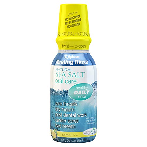 H2Ocean Lemon Ice Rinse Mouthwash, 8 Fluid Ounce with Sea Salt and Xylitol, Flouride & Alcohol Free