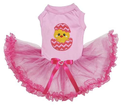Robe pour chien vêtements roses pour animaux de compagnie Chick Egg dentelle Taille L