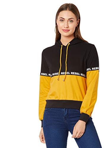 Image of Miss Chase Women's Multicolour Hooded Colour-Block Sweatshirt