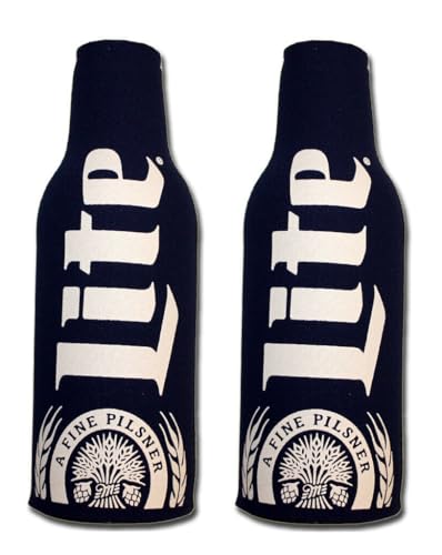 Miller Lite Zippered Beer Bottle Suit Holder Cooler Kaddy Huggie Coolie Set of 2