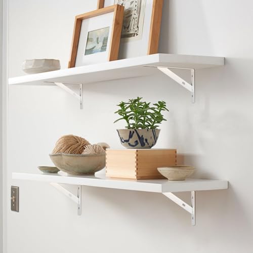 8 Stück Regalhalterungen, 90 Grad Regalträger, Metall Schwerlast Konsole Wandwinkel, Dreieckig Winkelträger Regalwinkel für Wandmontage, 150 x 95mm, weiß