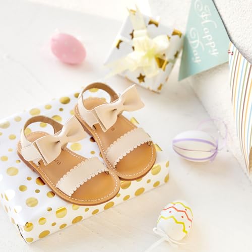 Image of Felix & Flora Toddler Girl Sandals - Little Girl Easter Dress Shoes Lightweight Open Toe Beach Holiday Flats