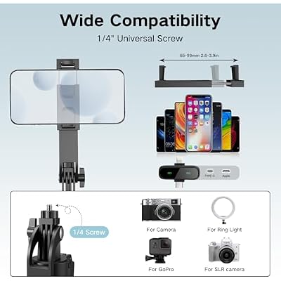 Content Creator Starter Kit,Vlogging Kit for iPhone/Android,70Auto Face Tracking Tripod 360 Rotation with Light, Wireless Microphones,Selfie Stick Tripod for TikTok & YouTube Starter Kit